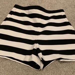 Black and white high waisted shorts